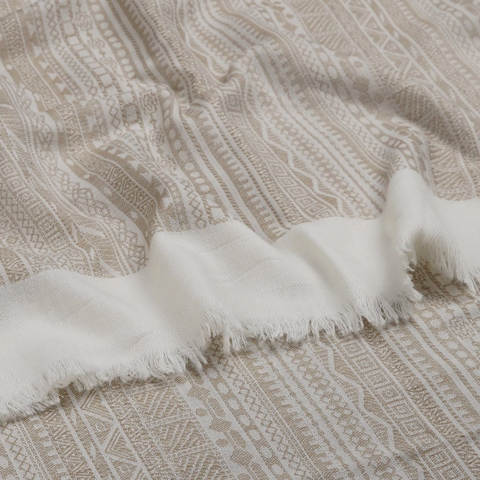 Classic Kani Craft Pashmina Shawl – Traditional Beige Weave