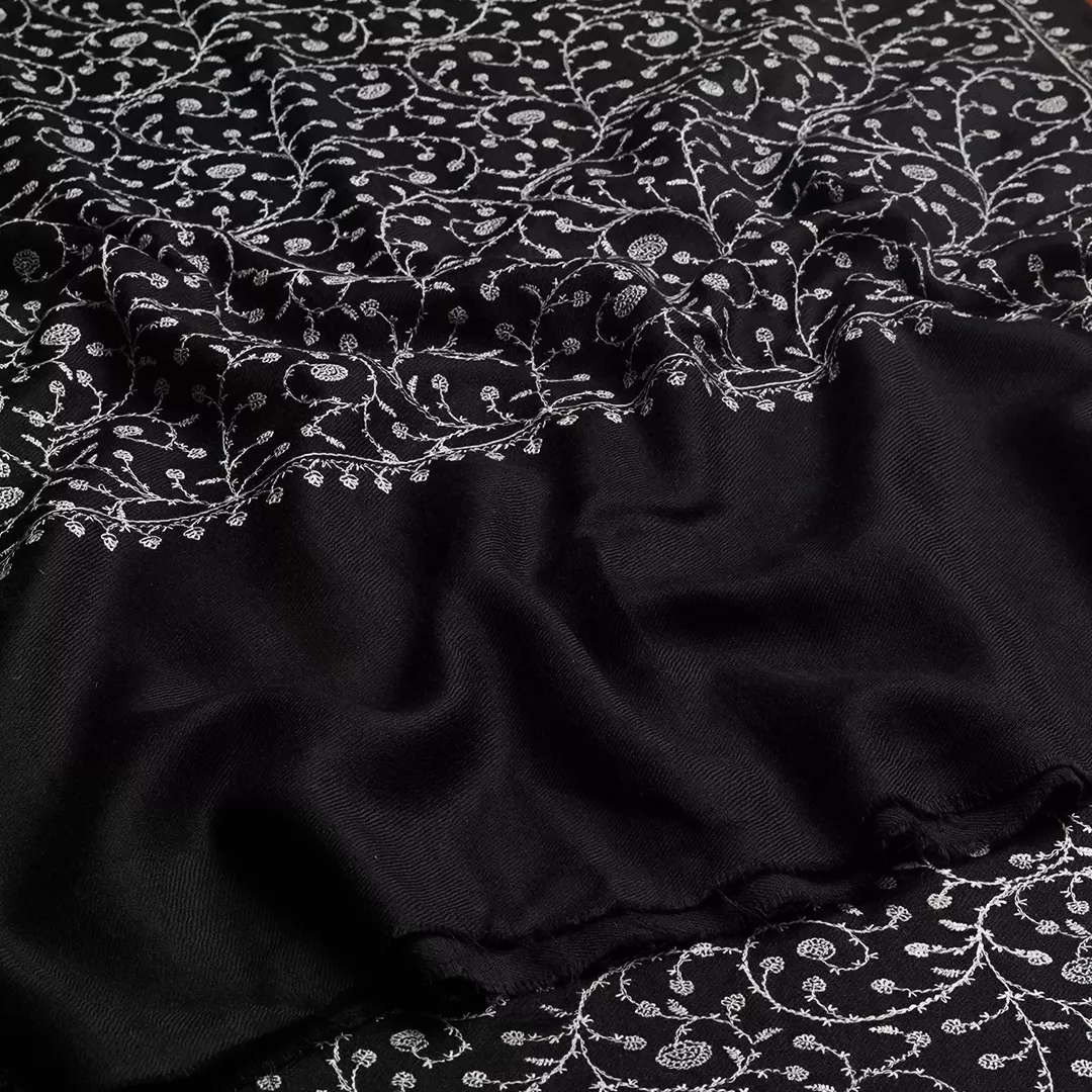 Black Royal Jaal Work Shawl
