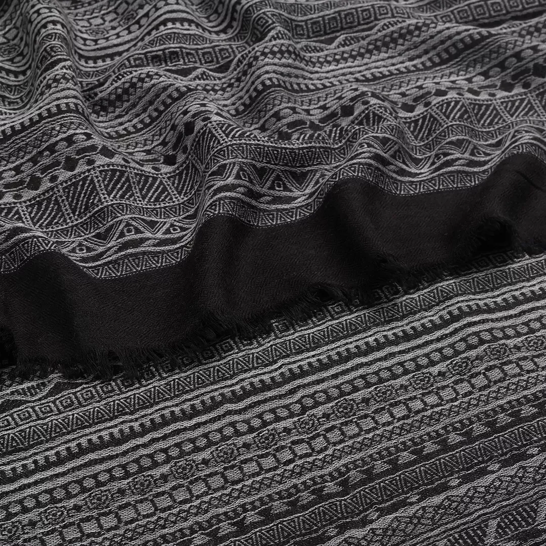 Classic Kani Craft Pashmina Shawl – Traditional Charcoal Weave