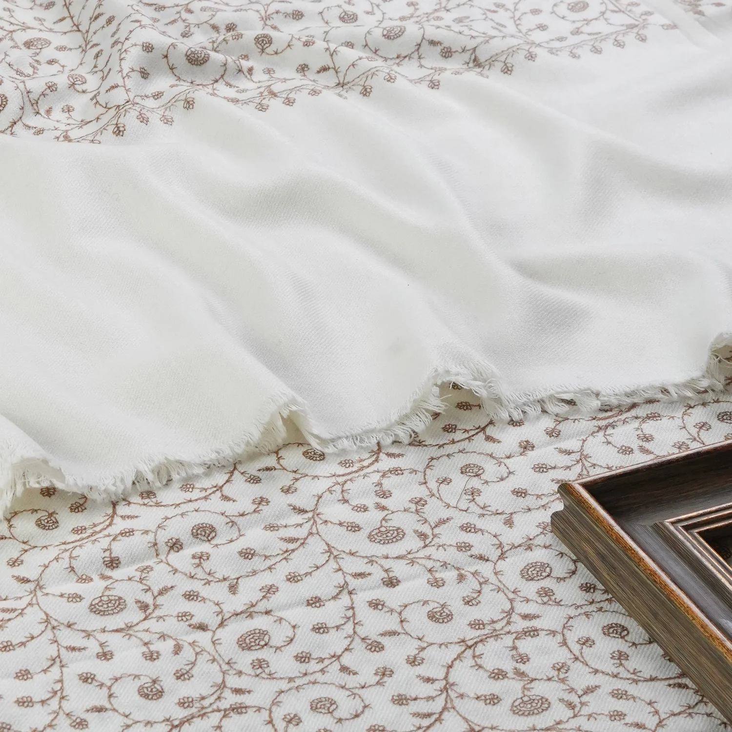 Soft Ecru Royal Jaal Work Shawl